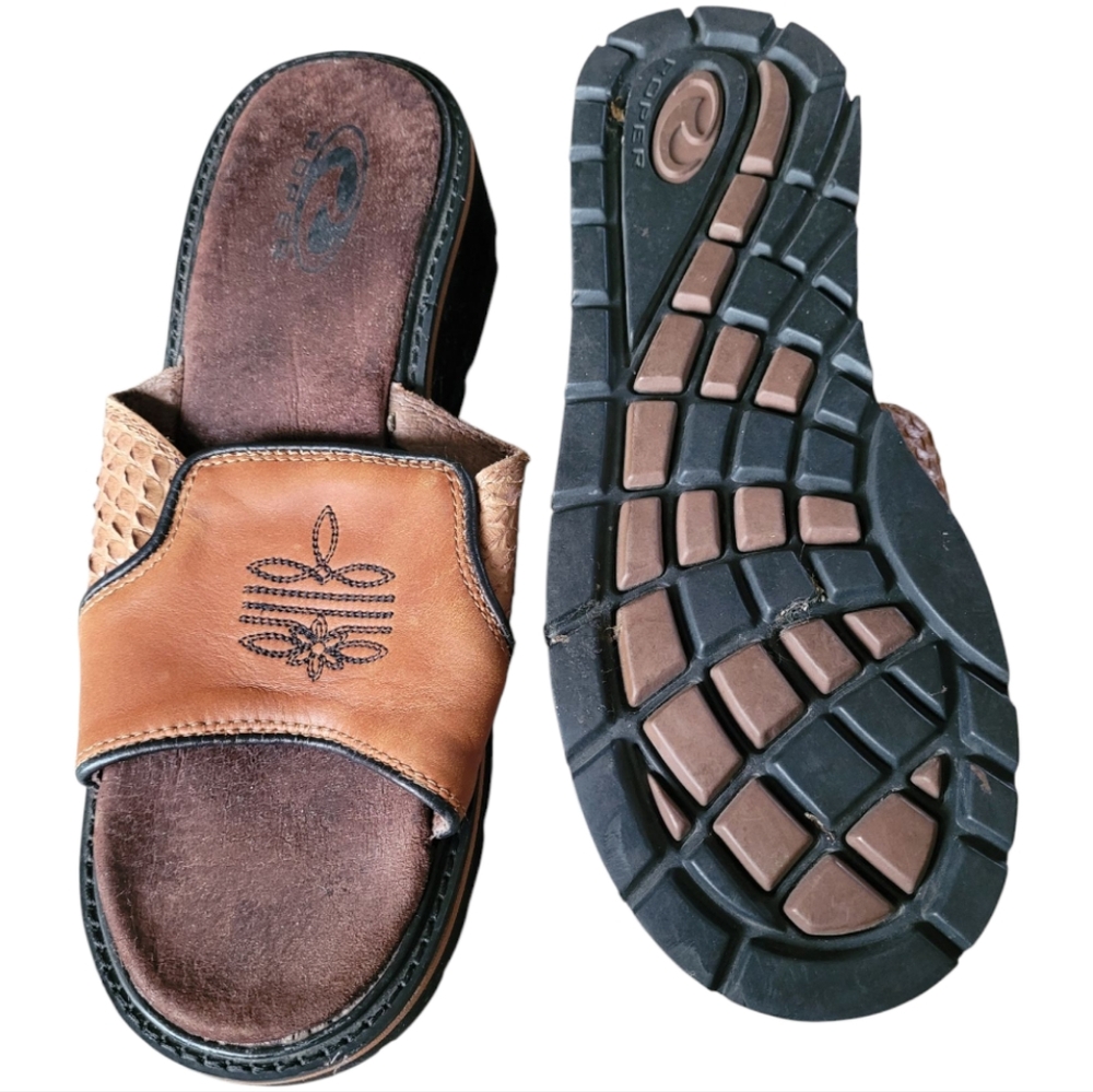Roper Western Leather Slides - Picture 2 of 10